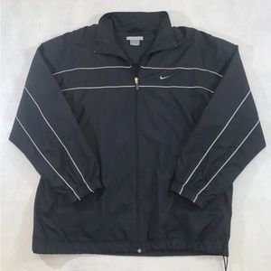 Vintage Nike Jacket Adult C-Large Black Windbreaker Full Zip Gray Tag Y2K Casual